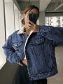 DAZY Flip Pocket Fleece Lined Denim Jacket