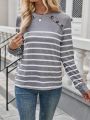 SHEIN LUNE Women's Striped Long Sleeve T-shirt