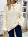SHEIN LUNE Women's Solid Color Turtleneck Raglan Sleeve Loose Casual Sweater