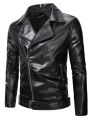 Men Zip Up PU Leather Jacket