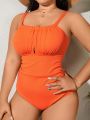 SHEIN Swim Vcay Plus Size Women's Ruched Cami One-Piece Swimsuit