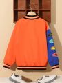 SHEIN Kids HYPEME Tween Boy Letter Graphic Colorblock Thermal Lined Varsity Jacket