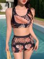 DAZY Women's Tropical Print Swimsuit Set