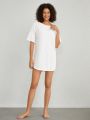 SHEIN Leisure Solid Color Drop Shoulder Homewear Dress