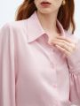 SHEIN BIZwear Women's Long Sleeve Solid Satin Shirt