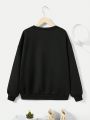 Teen Girl Figure & Letter Graphic Drop Shoulder Sweatshirt