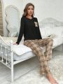 Women'S Plaid Print Long Sleeve Long Pants Pajama Set