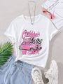 SHEIN Kids EVRYDAY Girls Car & Letter Graphic Tee