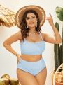 SHEIN Swim Vcay Plus Size Women'S Solid Color Swimwear Set