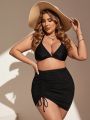 SHEIN Swim Basics Plus Size Women's Drawstring Cover Up Skirt