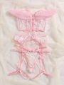 Appliques Underwire Garter Lingerie Set