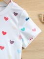 SHEIN Kids EVRYDAY Toddler Girls Heart Print Tee Without Bag