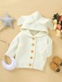 Baby Solid Button Hooded Cardigan