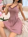 Women's Sleep Dress With Frill Trimmed Shoulder Straps