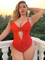 Classic Sexy Mesh Lace Plus Size Women'S Underwire Sexy One-Piece Underwear (Valentine'S Day)