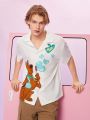 SCOOBY-DOO X SHEIN Men's Oversized Shirt With Cartoon Dog Pattern And Heart-Shaped Detail