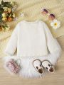Baby Girl Contrast Trim Pocket Patched Teddy Coat