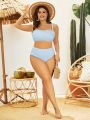 SHEIN Swim Vcay Plus Size Women'S Solid Color Swimwear Set