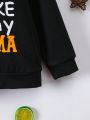 SHEIN Young Boy Casual Slogan Printed Round Neck Long Sleeve Sweatshirt For Spring And Autumn