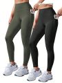 High Waist Sports Leggings With Phone Pocket