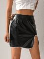 ROZ Melted Pearls Pleather Skirt