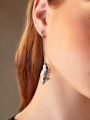 HARRY POTTER X SHEIN Fashionable Silver-color Alloy Owl Earrings, Suitable For Women's Daily Wear