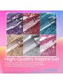 modelones Gel Nail Polish Set - 6 Colors New Year Kit Sparkle Glitter Gold Silver Gel Polish Nail Kit Soak Off Nail Polish for Christmas Nail Art Manicure DIY Holiday '22 Collection for Women Gifts