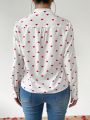 SHEIN Privé Women's Heart Print Long Sleeve Shirt