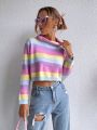 SHEIN Qutie Colorful Striped Casual Women's Sweater