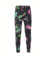 Tween Girls Night Glow Letter Printed Leggings