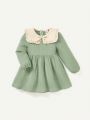 Cozy Cub Baby Girl Contrast Collar Smock Dress