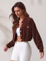 SHEIN Leisure Corduroy Sporty Warm Jacket