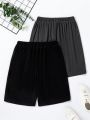 SHEIN Kids EVRYDAY Tween Boys Elastic Waist Patched Shorts