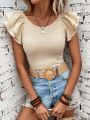 SHEIN Clasi Solid Butterfly Sleeve Tee