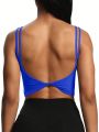 Solid Twist Backless Sports Tank Top