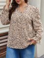 SHEIN Frenchy Plus Size All-over Printed Notched Collar Shirt