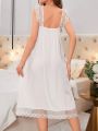 Women's Spaghetti Strap Lace Patchwork Sleepwear Dress