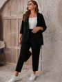 SHEIN LUNE Plus Shawl Collar Open Front Blazer & Pants