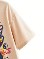 Ryuga Women'S Loose Fit Long Round Neck T-Shirt With Butterfly Print And Slogan