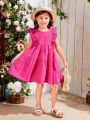 SHEIN Kids SUNSHNE Young Girl Woven Solid Color Loose Casual Dress With Ruffled Hem