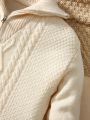 SHEIN Young Boys Cable Knit Quarter Zip Sweater