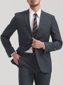 Men 1pc Solid Single Button Blazer