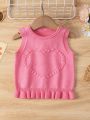 Infant Girls' Heart Pattern Sleeveless Sweater