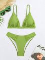 SHEIN Swim Basics Solid Color Triangle Cup Bikini Set