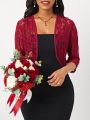 SHEIN Lady Women'S Solid Color Lace Jacket