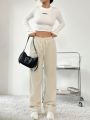 Drawstring Waist Slant Pocket Cargo Pants