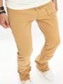 Men's Solid Color Raw Hem Denim Jeans