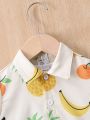 SHEIN Baby Boy Fruit Print Shirt & Shorts Without Tee