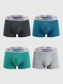 Men 4pcs Letter Tape Waist Boxer Brief