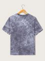 SHEIN Teenage Boys' Casual Tie-Dye Letter Print T-Shirt